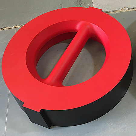 Large Red Circular Mould with Complex Design